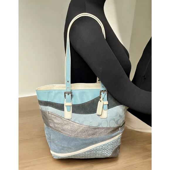 Coach Blue and Gray Tote Bag - Picture 7 of 16